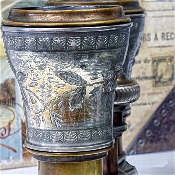 Antique Opera Glasses Binoculars "Chevalier Paris" France 1898-1900 Floral Leaf - Picture 8 of 15